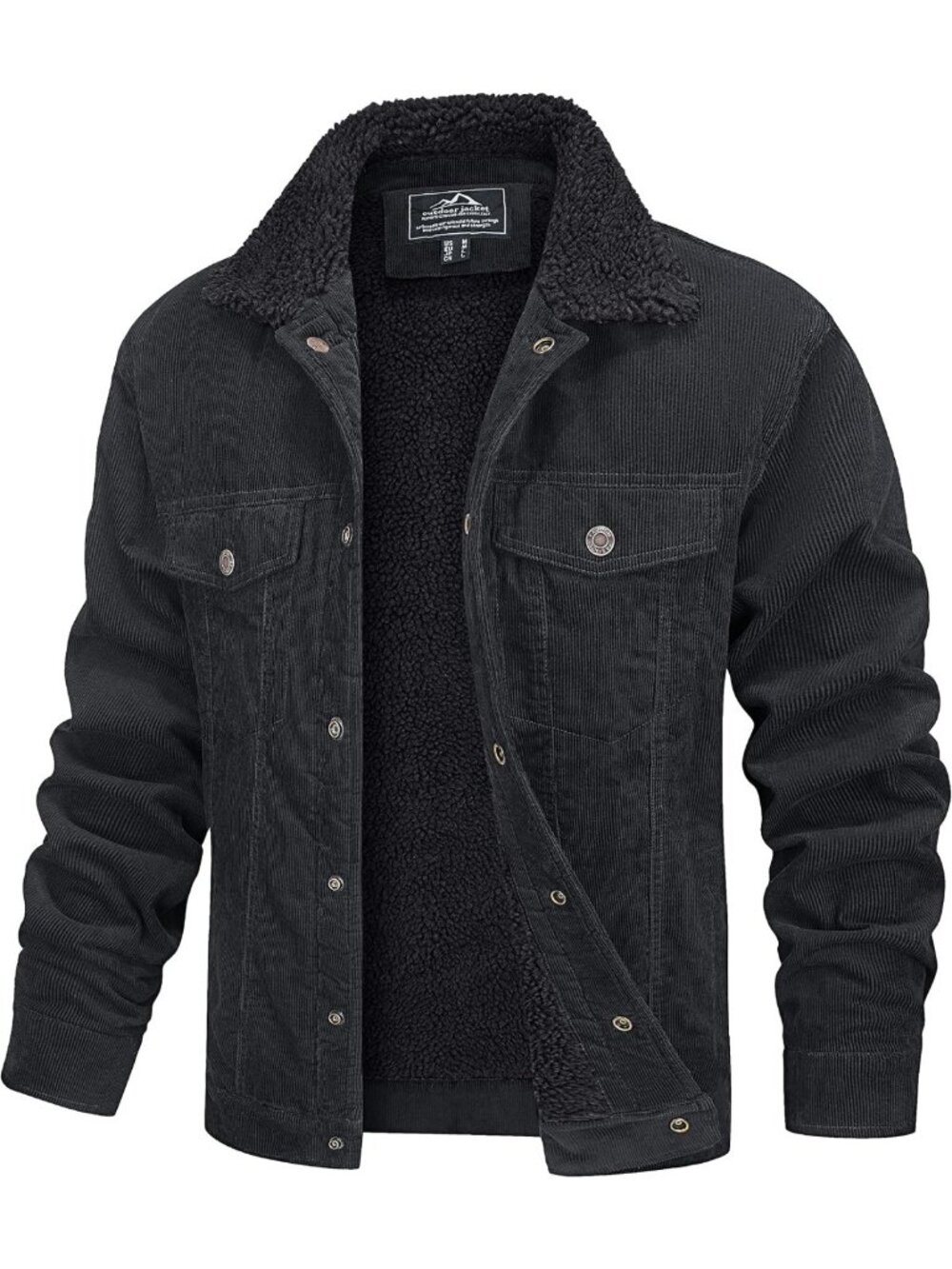 Men's Thick Corduroy Jacket with Sherpa Lining - Warm Winter Coat